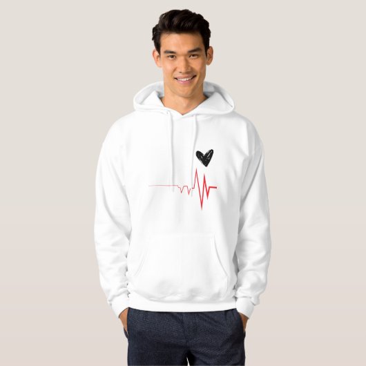 Minimalistische hartslag & Heart Design Hoodie T-s (Voorkant volledig)