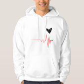 Minimalistische hartslag & Heart Design Hoodie T-s (Voorkant)