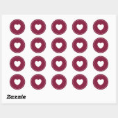 Minimalistische Hartsticker | Wijnrood Ronde Sticker (Vel)