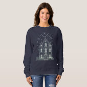 Minimalistische Haunted House Halloween Sweatshirt (Voorkant volledig)