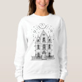 Minimalistische Haunted House Halloween Sweatshirt (Voorkant)