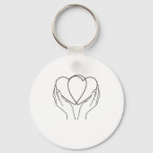 Minimalistische Hearts & Hands Lijn Kunst Kussen Sleutelhanger (Voorkant)