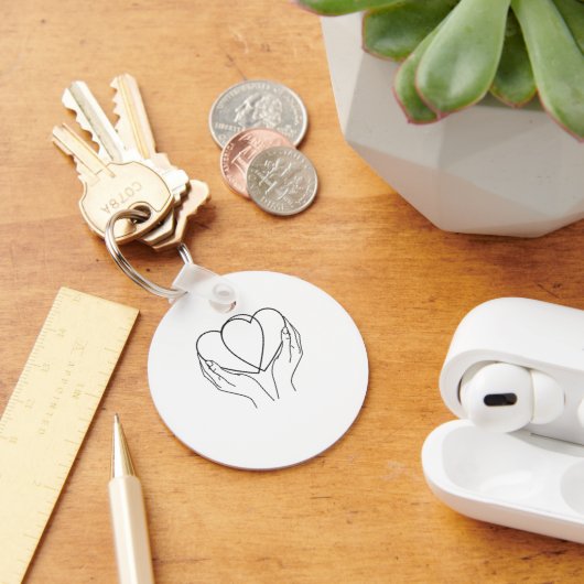 Minimalistische Hearts & Hands Lijn Kunst Kussen Sleutelhanger (Bureau)