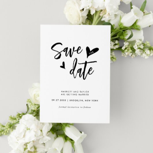 Minimalistische hedendaagse chique mooie hart brui save the date
