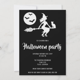 Minimalistische Hek Zwart-Wit Halloweenfeest Kaart