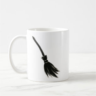 Minimalistische Heksenbezem – Inktkwast ontwerp op Koffiemok