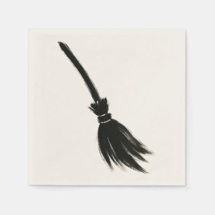 Minimalistische Heksenbezem – Inktkwast Ontwerp op Servet