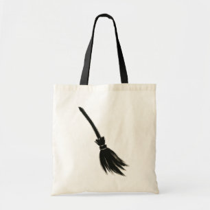 Minimalistische Heksenbezem – Inktkwast Ontwerp op Tote Bag