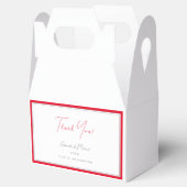 Minimalistische helder kersenrode rand trouwfeest bedankdoosjes (Geopend)