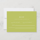 Minimalistische helder limoengroene bruiloft RSVP kaartje (Voorkant)