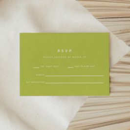 Minimalistische helder limoengroene bruiloft RSVP kaartje