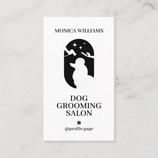 Minimalistische heldere elegante zwarte witte hond visitekaartje (Voorkant)