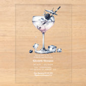 Minimalistische heldere gin-cocktail bruidsdouche acryl uitnodigingen (Voorkant)