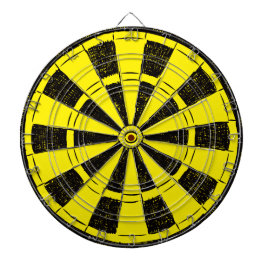 Minimalistische heldergele en zwarte dartbord