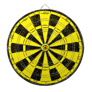 Minimalistische heldergele en zwarte dartbord