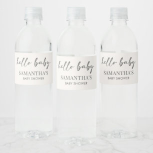 Minimalistische Hello Baby Baby Shower Waterfles Etiket