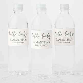 Minimalistische Hello Baby Baby Shower Waterfles Etiket