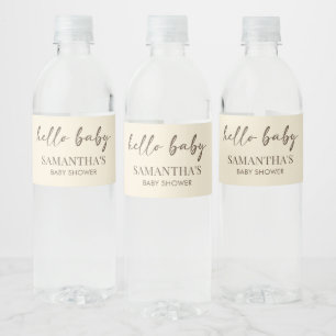 Minimalistische Hello Baby Baby Shower Waterfles Etiket