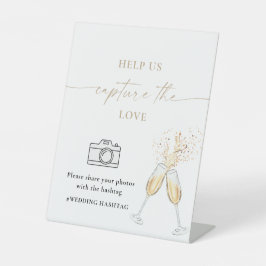 Minimalistische Help Us Capture The Love bord Reclamebord Met Voetstuk
