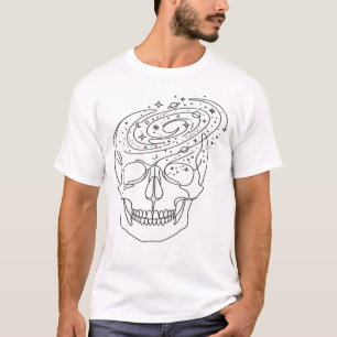 Minimalistische Helse schedel sterrenstelsel Lijn T-shirt