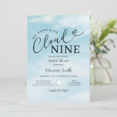 Minimalistische Hemelblauwe Cloud Nine Bruiloftsfe Kaart (Staand voorkant)