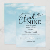 Minimalistische Hemelblauwe Cloud Nine Bruiloftsfe Kaart (Voorkant / Achterkant)