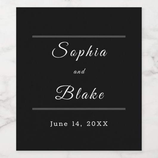 Minimalistische hemelse bruid & bruidegom bruiloft wijn etiket (Enkel label)