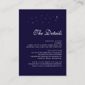 Minimalistische Hemelse Midnight Blue Wedding Deta Informatiekaartje (Voorkant)