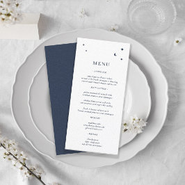 Minimalistische hemelsterren en maan wit en marine menu