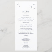 Minimalistische hemelsterren en maan wit en marine menu (Voorkant)