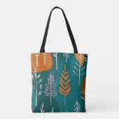 Minimalistische herfst blauwgroen sinaasappel brui tote bag (Achterkant)