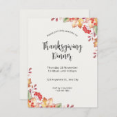 Minimalistische Herfst Border Thanksgiving Uitnodi Kaart (Voorkant / Achterkant)