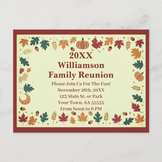 Minimalistische Herfst Family Reunion Custom Brief Feestdagenkaart (Voorkant)