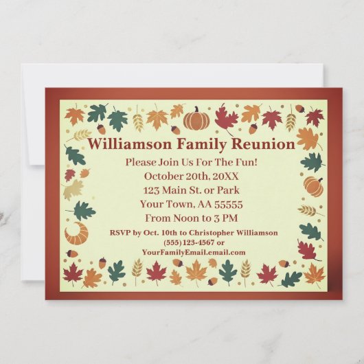 Minimalistische Herfst Family Reunion Custom Kaart (Voorkant)