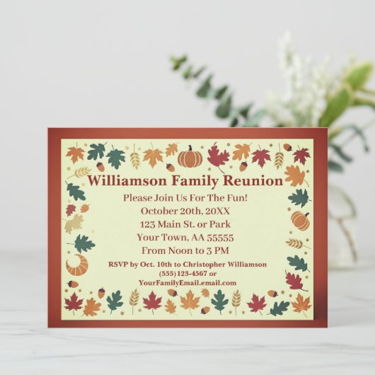 Minimalistische Herfst Family Reunion Custom Kaart (Staand voorkant)