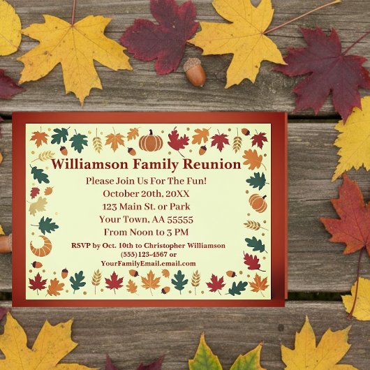 Minimalistische Herfst Family Reunion Custom Kaart