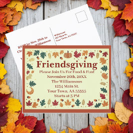 Minimalistische Herfst Friendsgiving Custom Briefk Feestdagenkaart
