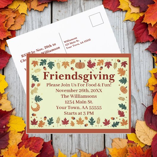 Minimalistische Herfst Friendsgiving Custom Briefk Feestdagenkaart