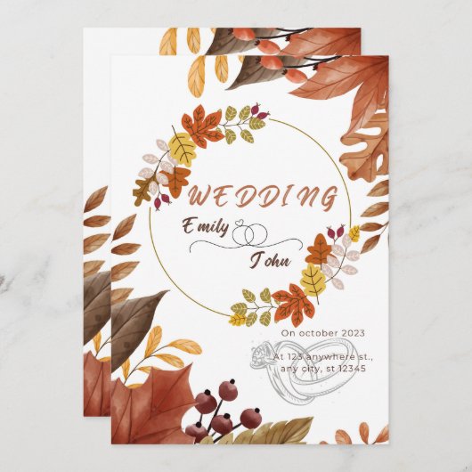 Minimalistische Herfst Herfst kleuren Bruiloften K Kaart (Voorkant / Achterkant)