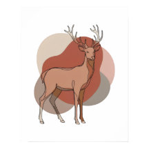 Minimalistische herfst herten botanische illustrat