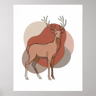 Minimalistische herfst herten botanische illustrat poster