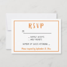 Minimalistische herfst-huwelijkspartij oranje RSVP