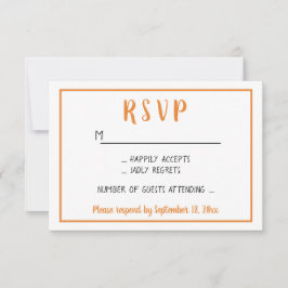 Minimalistische herfst-huwelijkspartij oranje RSVP Kaartje