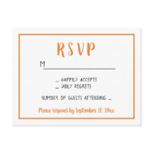 Minimalistische herfst-huwelijkspartij oranje RSVP