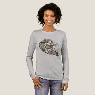 Minimalistische herfst oogst overvloed hoorn lijnk Tri-Blend shirt