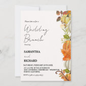 Minimalistische Herfst pompoen bruiloft brunch Kaart (Voorkant)