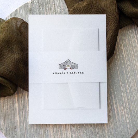 Minimalistische Herfst Schuur Bruiloft Uitnodigingen Wikkel