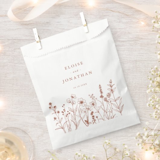 Minimalistische herfst Terracotta Wildflower Boho Bedankzakje (Geknipt)