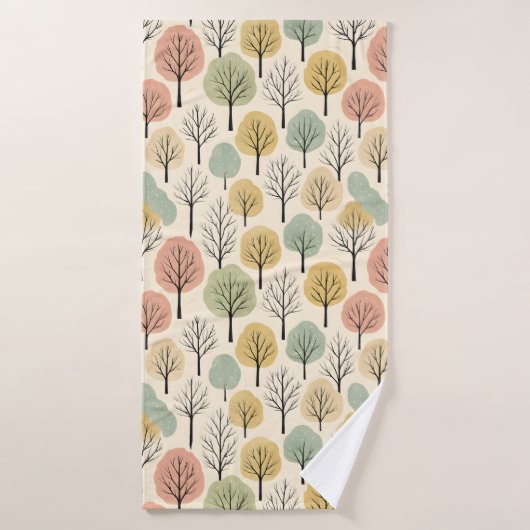 Minimalistische Herfst Tree Pattern Pastel Herfstb Bad Handdoek (Badhanddoek)
