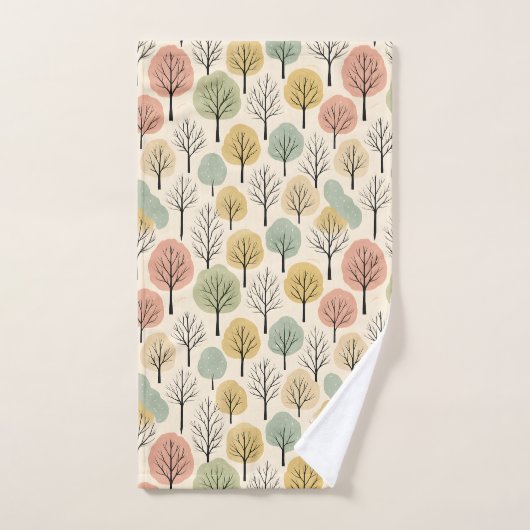 Minimalistische Herfst Tree Pattern Pastel Herfstb Bad Handdoek (Handdoek)
